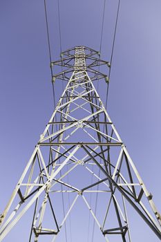 Pylon, detail of a tower for the transmission of electrical energy, the environment, energy