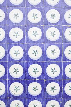 Typical old Lisbon tiles, detail of a classic ceramic tiles, art of Portugal