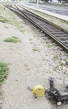 Old railroad tracks, roads for a detail of a Transport, urban transport