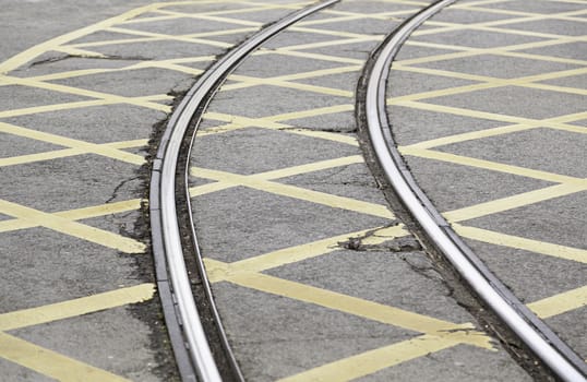 Roads tram traffic signals, detail of a roads for a Transport publishes modern city