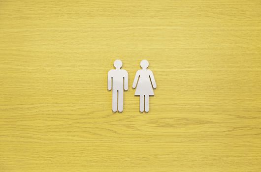 Toilets Sign on a wooden door, detail of a signal information in a public wc