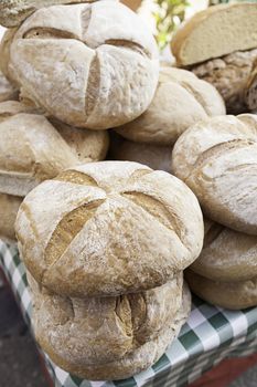 Artisan bread in a market, a product detail of daily food, food healthy lifestyle