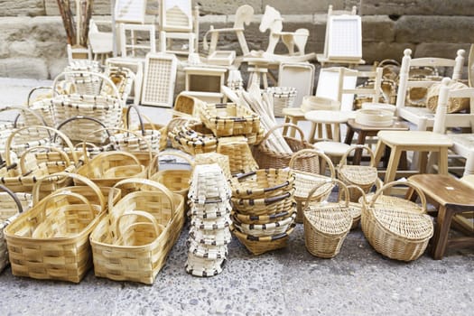 Wicker baskets handmade detail about recipientas to carry things, tradition and craftsmanship