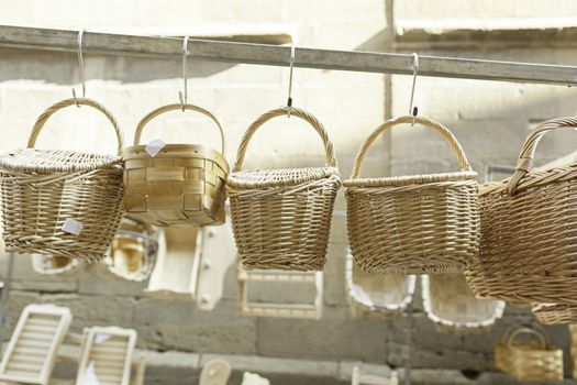 Wicker baskets handmade detail about recipientas to carry things, tradition and craftsmanship