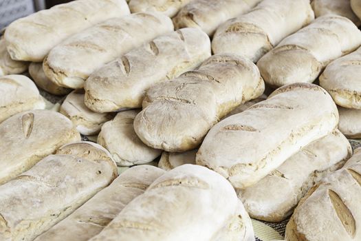 Artisan bread in a market, a product detail of daily food, food healthy lifestyle