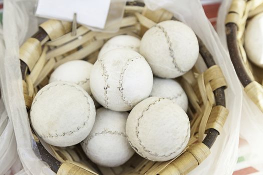 Balls to play in a pediment, detail of an accessory for sports, animal skin ball, sport