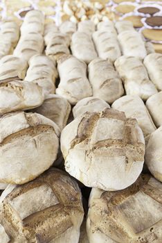 Artisan bread in a market, a product detail of daily food, food healthy lifestyle
