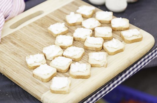 Toasted bread with cheese, detail of a snack of cheese, healthy lunch