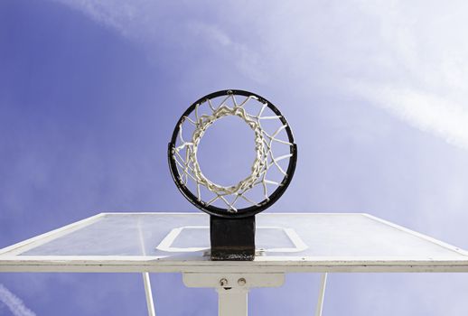Basket to play basketball, detail of an item to play outdoor sports