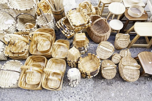 Wicker baskets handmade detail about recipientas to carry things, tradition and craftsmanship