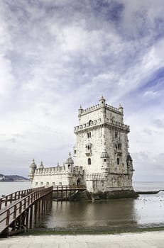 Belem tower on Tagus river, Belem, Lisbon, Portugal. Unesco world Heritage Site. 