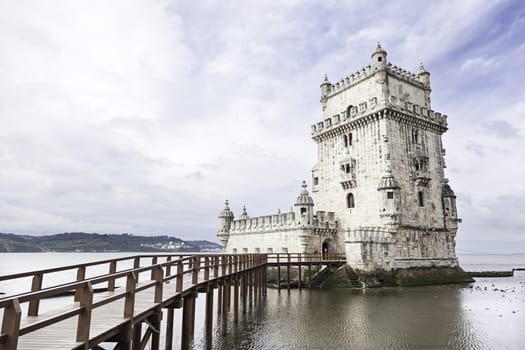 Belem tower on Tagus river, Belem, Lisbon, Portugal. Unesco world Heritage Site. 