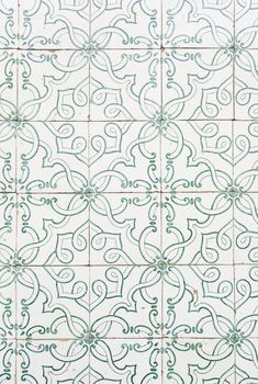 Typical old Lisbon tiles, detail of a classic ceramic tiles, art of Portugal