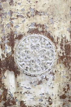 Rusty metal wall, detail of an old wall abandoned and battered