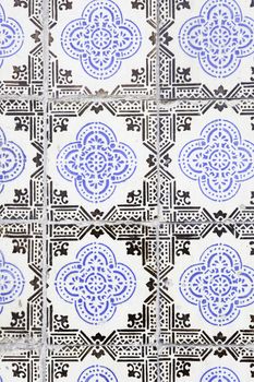 Typical old Lisbon tiles, detail of a classic ceramic tiles, art of Portugal
