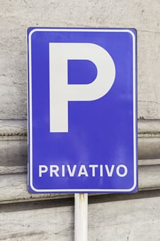 Sign private parking, detailed information and a sign ban