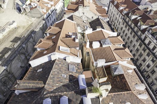 Panoramic view of the city of Lisbon, a detail of Lisbon streets, tourist city, Portugal
