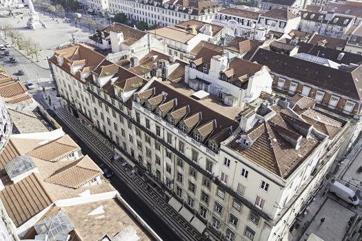 Panoramic view of the city of Lisbon, a detail of Lisbon streets, tourist city, Portugal