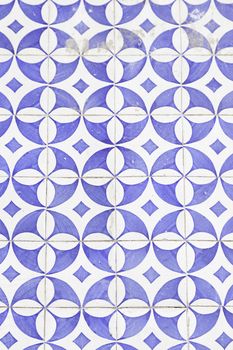 Wall tiles with typical old Lisbon, detail of traditional decoration of Portugal, ceramic art