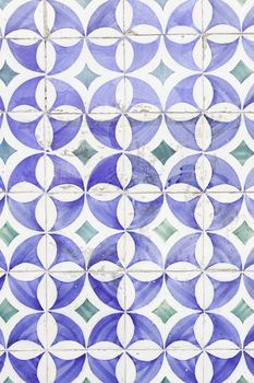 Wall tiles with typical old Lisbon, detail of traditional decoration of Portugal, ceramic art