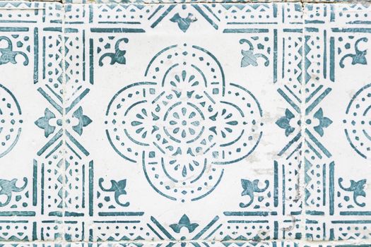 Wall tiles with typical old Lisbon, detail of traditional decoration of Portugal, ceramic art