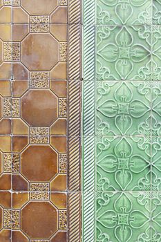 Lisbon typical tiles detail of a typical wall decoration in Portugal