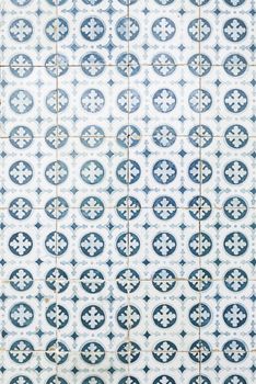 Typical old Lisbon tiles, detail of a classic ceramic tiles, art of Portugal