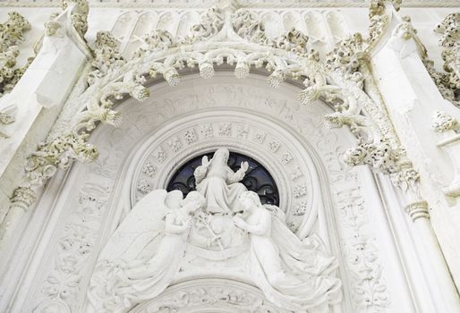 Old Manueline church, detail of a porch in Sintra, Portugal, religious art