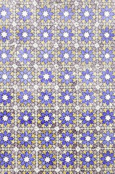 Wall tiles with typical old Lisbon, detail of traditional decoration of Portugal, ceramic art