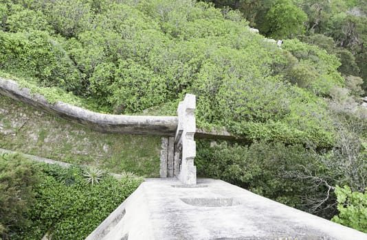 Medieval castle walls, detail of a wall of a monument of Sintra