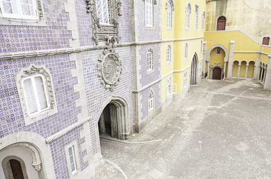 Inside the Pena Palace, former palace heritage of humanity, ancient architecture in Portugal
