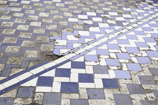 Wall tiles with typical old Lisbon, detail of traditional decoration of Portugal, ceramic art