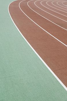 Curve track, detail of outdoor athletics, individual sport, aerobic exercise