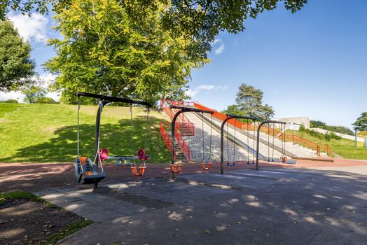 A series of swing for kids, toddlers and disabled children in Duthie Park, Aberdeen, Scotland