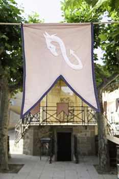 Flag medieval town, detail of a medieval decoration at a party