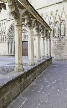 Detail of an old castle, detail of an old edification Gothic, medieval Spanish castle, building defense