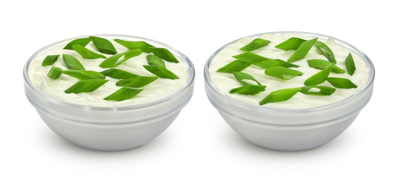 Sour cream and onion isolated on white background with clipping path. Collection
