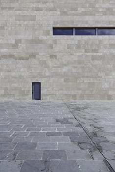 Modern building door, detail of modern building, modern architecture, textured detail