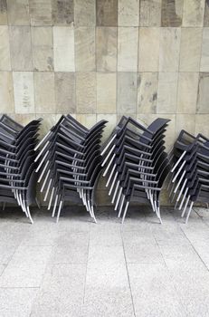 Bunch chairs, chairs detail in the city, detail of a terrace seats