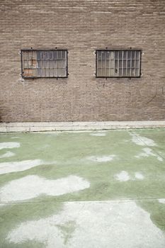 Backyard Window, detail of a courtyard with crime in the city