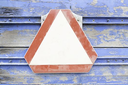 Road Sign, detail of a warning triangle and indication, road information