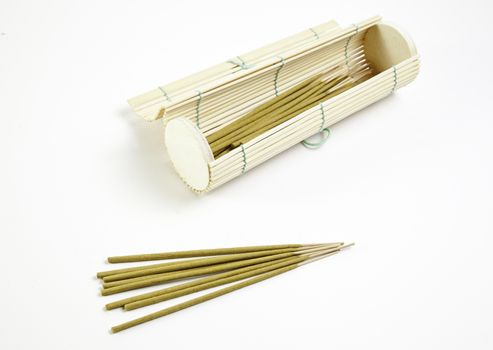 Incense sticks and bamboo, terapie detail in a spa, relaxation and aromatherapy