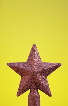 Star Christmas decoration detail at parties, in a yellow object, fun and celebration