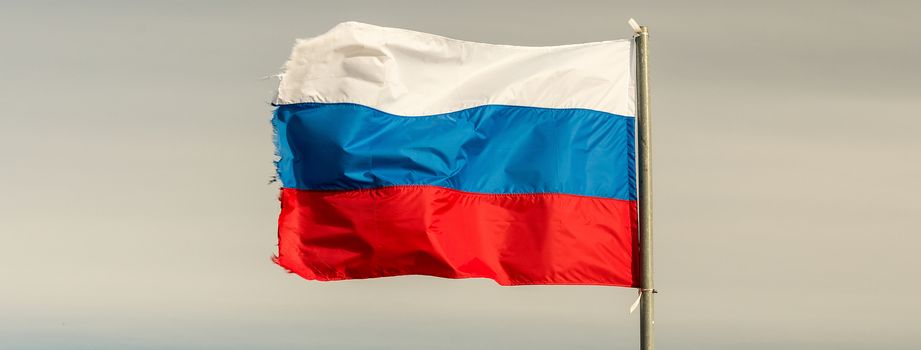 The flag of the Russian Federation waving in the wind