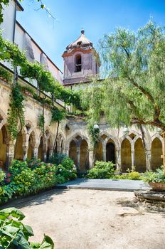 The scenic cloister of San Francesco d'Assisi Church in Sorrento, Italy