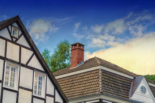 Natural stone cottage built with antique bricks