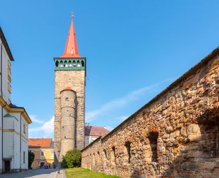 Valdice Gate, or Valdicka brana, and historical town fortification in Jicin, Czech Republic.