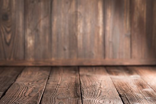 Old wooden planks corner of wall and floor , copy space