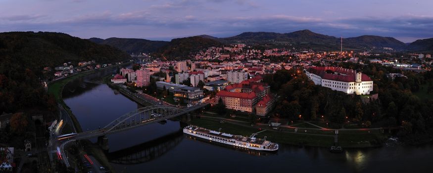 View of the beautiful city of Dìèín in northern Bohemia