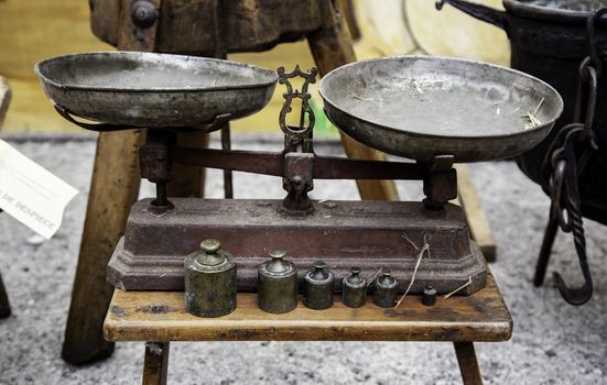 Old weighing scale, tool detail for weighing food